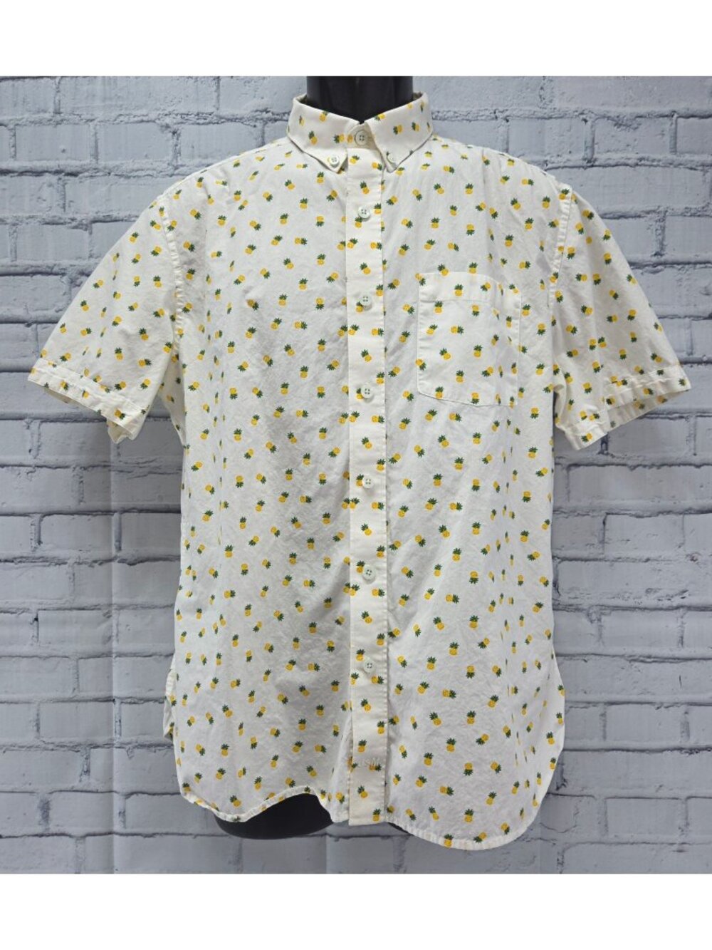 Johnston & Murphy Mens Pineapple Print Short-Sleeve Shirt Medium